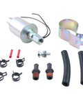 Universal 12V Electric Fuel Pump With Installation Kit SP1141 3/8 Inch Inlet And Outlet 5 To 9 PSI Compatible With Chevrolet Buick Plymouth Pontiac Carbureted Cars Replacement For Airtex E8090 components including hoses and clamps.