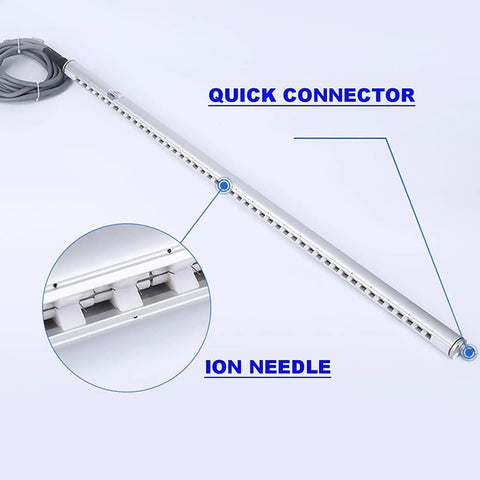 Industrial Static Eliminator Rod 600mm Long 23.6 Inch High Voltage Anti Static Bar for Electronics Assembly, ion needle detail