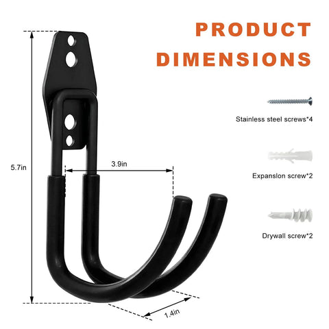 Heavy Duty Steel EV Charger Bracket Wall Mount Garage Cable Organizer Non Slip Handle dimensions 5.7 x 3.9 x 1.4 inches