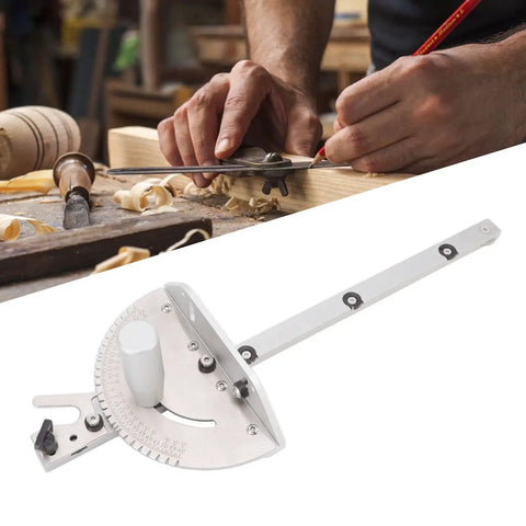 Heavy Duty Universal Miter Gauge For Table Saw And Router Table With 27 Dead On Precise Stops And 120 Degree Slick Cutting Range, stainless steel.