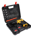 21V Cordless Drill 35Nm Impact Driver Kit 2 Speed Screwdriver Tool in a black carrying case with accessories.