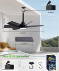 Diagram showing 28 Inch Outdoor Ceiling Fan With Light And Remote Plug In Portable Waterproof Hanging Fan For Camping Patios Porch And RV