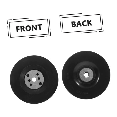 Front and back view of 4 Inch Angle Grinder Sanding Disc Backing Plate Tray Pad For Secure Attachment And Smooth Wood Sanding
