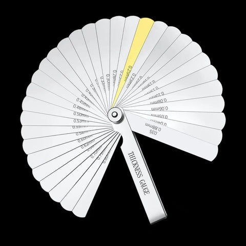 High Precision Guitar Feeler Gauge Set, 32 Stainless Steel, 0.0008 To 0.040 Inch Thickness Range, Dual Imperial And Metric Scales