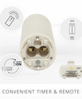 Bottom view of Outdoor Slim Pillar Flameless Led Candles Set Of 3 Ivory with battery compartment and timer settings.