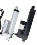Heavy Duty Electric Linear Actuator Running Sweet And Smooth 150mm 200mm Stroke in silver and black, showcasing motors and wiring.