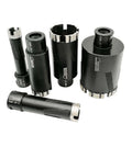 Front view of SHDIATOOL diamond core drill bit set, 5 pieces (20–65 mm) with 5/8-11 threads for granite and marble.