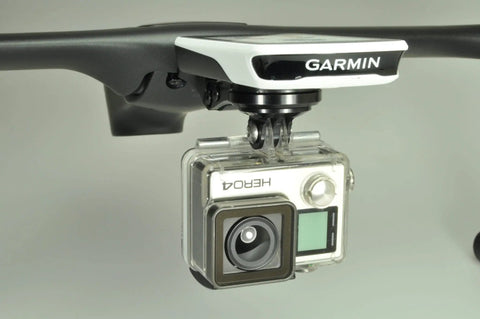 Gen 6 Madone And Emonda Bicycle Computer Mount For Garmin GPS Devices secure attachment with action camera under mount.