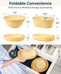 All-In-One Sourdough Starter Kit With Silicone Proofing Baskets And Jar, showing foldable banneton baskets in various sizes