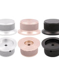 Heavy Duty Aluminum Volume Control Knob Featuring Slick Diamond Knurled Grip For Pro Level High End Audio Amplifier And Turntable Buttery Smooth Rotation Top Shelf Replacement Dial in six colors.