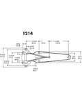 1214 Series Reversible Heavy Duty Iron Strap Hinge technical drawing with dimensions for walk-in freezer and refrigerator