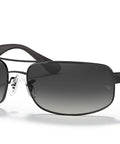 Rectangular Sunglasses RB3445 Dope Matte Black Frames And Light Grey Gradient Lenses, Lightweight Active Design, Rx Ready Lenses