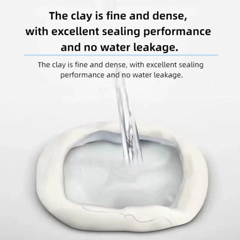 Quick Dry Waterproof Sealant Paste For Instant Wall Hole And Gap Patching, heavy-duty white paste with water being poured into it.