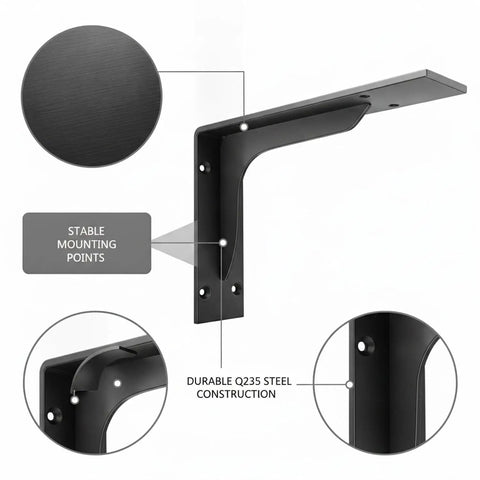 Heavy Duty Triangular Wall Bracket For Floating Desks And Shelves In Black Or White Finish Built With Q235 Steel For Rock Solid Support
