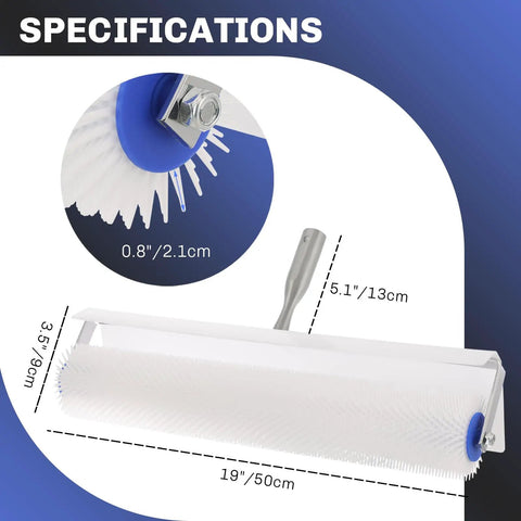 Specifications of Spike Screeding Roller For Smooth Self Leveling Floors With 21mm Teeth 20 Inch Handle Spiked Latex Compound