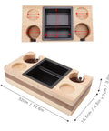 Premium Walnut Wood Coffee Knock Box And Espresso Tamper Stand Holder With Anti Slip Base showing dimensions and design details.