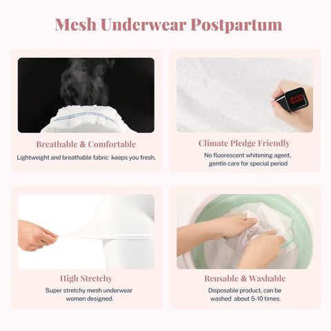 No Cap This Postpartum Recovery Maternity Underwear Is A Heckin Solid C Section Safe High Waist Breathable Mesh Panty Set. Features breathable fabric, stretchy design, and washable.