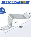 Rock Solid Steel Shelf Support Clips That Hold Up Like A Champ 16 Piece Set, measuring 0.5" and 0.27" wide for heavy loads.