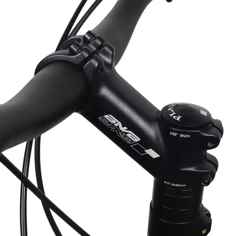 Close-up of Dope 31.8mm Clamp MTB Bike Stem 35 Degree Riser Bar Stem for 1-1/8 Inch Steerer on bicycle