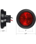 Red LED Trailer Marker Lights 2 Inch Round Kit With Grommets And Plugs And Pigtails Flush Mount Sealed Waterproof 12V side view
