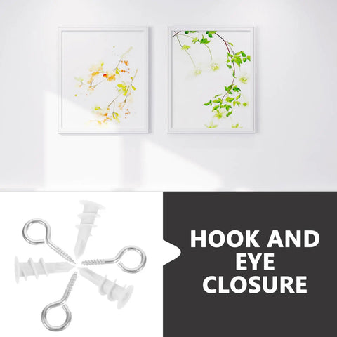 Heavy Duty Self Drilling Drywall Anchors And Screws Kit With Eye Hooks, nylon construction for picture hanging.