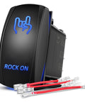 Rock On Rocker Switch Led Light Bar Kit With 5 Pin SPST On Off Illuminated Switches, 20A At 12V And 10A At 24V, Blue Illumination