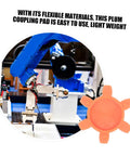 Orange plum-shaped rubber coupling pad beside robotic arm, Plum-Shaped Rubber Coupling Pad For Jaw Couplings, Pro-Grade Flexible Shock Absorbing Cushion