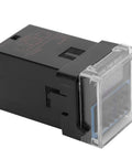 Beefed-Up Time Delay Relay For Industrial Automation And Machinery, Adjustable Cycle Timing, DC 12V Control, Digital Setting, Big Contact Points, Precise Digital Timing For Factory Equipment, black DIN relay with clear cover