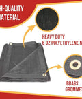12x24 Ft Black 70 Percent Shade Mesh Tarp With Grommets Beefy Heavy Duty 6 Oz Poly Shade Net, brass grommets detail