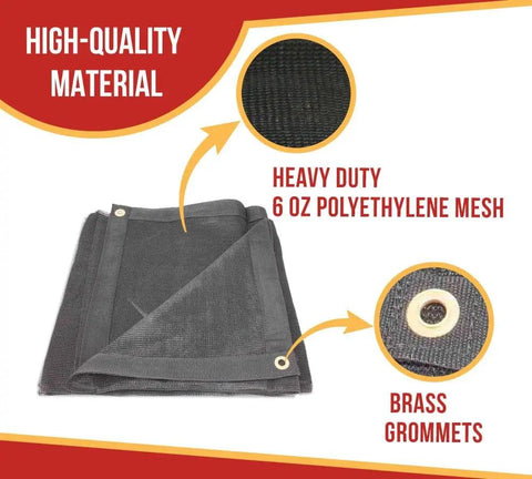 12x24 Ft Black 70 Percent Shade Mesh Tarp With Grommets Beefy Heavy Duty 6 Oz Poly Shade Net, brass grommets detail