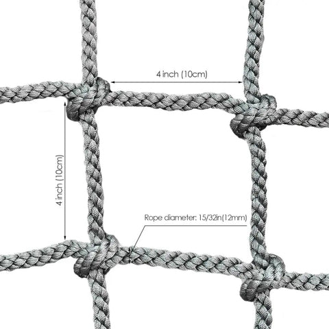 Playground Climbing Net For Kids Outdoor Playset Safe Cargo Rope Net With Nylon Rope Ladder Swing Balcony Banister Guard Durable 3.3 By 6.6 Feet Gray Finish