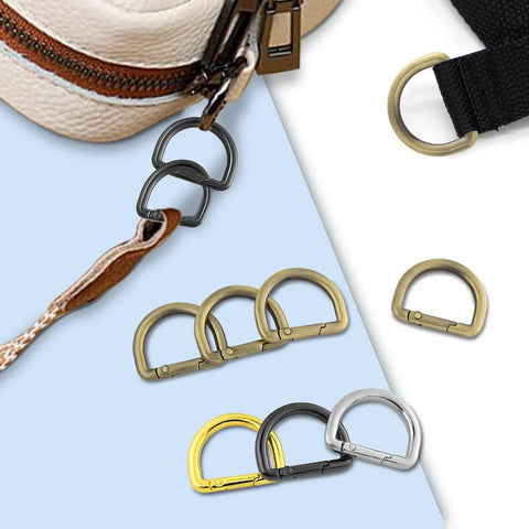 Ten Pack One Inch Spring D Ring Purse Clips Metal Carabiner Keychain Clips For Bag Straps And Key Fobs Dog Tag Clasps Paracord Keyrings image