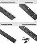 3 Pack Heavy Duty Piano Hinges 10 Inch Black Stainless Steel Long Hinge Rust Resistant Hardware For Cabinets, showcasing hinge details and installation screws.