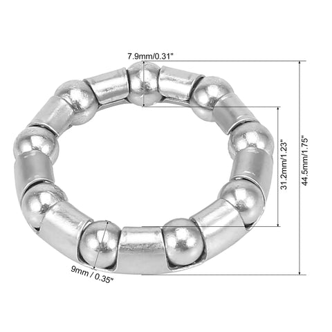 2 Pack Bicycle Ball Bearing Retainers With 9 Balls, 44.5mm Outer Diameter, 31.2mm Inner Diameter, Stainless Steel Cage