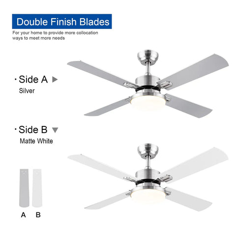 Ceiling Fan With Lights And Remote No Fuss Install For Bedroom In Industrial Minimalist Style With 5 Blades And Brushed Nickel Housing