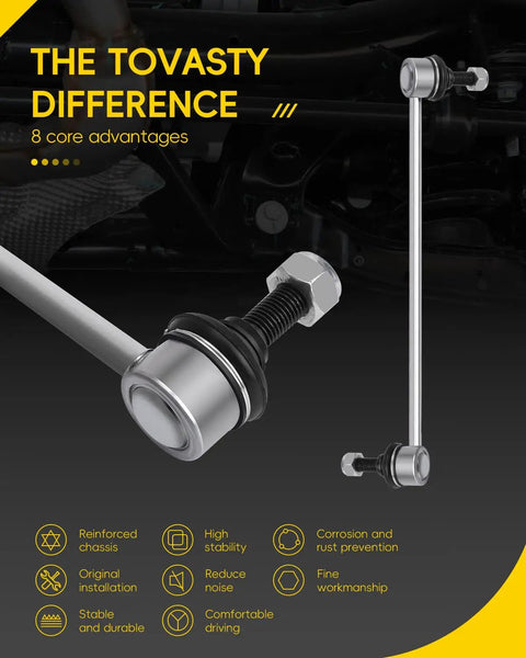 Two Piece Sway Bar Links Front Stabilizer Link Set For Ford Focus 2013-2018, Escape 2013-2018, C-Max 2013-2018, Mazda 3 2010-2013, Volvo C30 2008-2013, C70 2006-2013 Heavy Duty Front Suspension Upgrade, steel sway bar link pair