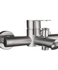 Stainless Steel Wall Mounted Tub Faucet With Brushed Nickel Finish Single Lever Shower Tap Ceramic Cartridge Built In Aerator