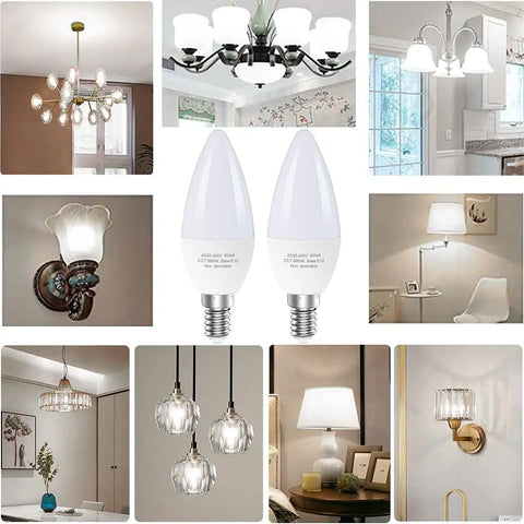 6-Pack E12 LED Candle Light Bulbs 60W Equivalent Non Dimmable Daylight 5000K Type B For Chandeliers And Ceiling Fans No Fuss Install Energy Saving 550 Lumens High CRI Flicker Free Long Lasting Home Decor Lighting