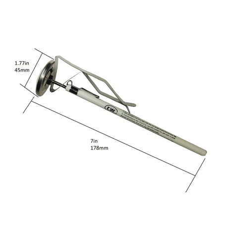 Barista Grade Milk Frothing Thermometer With Nifty Pitcher Clip, 7 Inch stainless steel shaft and clip, accurate dial for espresso drinks.