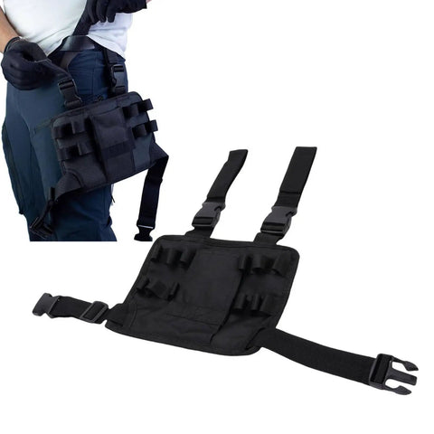 No Nonsense Heavy Duty Tool Leg Holster With Multi Compartment Elastic Loops For Quick Wrench Pliers And Screwdriver Access, black nylon design.