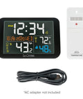 Color Weather Station For Your Home With Indoor Outdoor Temperature, Humidity, And MIN MAX Readings, black display, white sensor