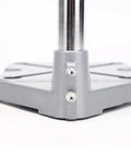 Close-up of Adjustable Electric Drill Press Stand And Holder Bracket base showing lightweight aluminum alloy design and secure clamp.