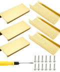 Six Pack Modern Brushed Gold Aluminum Hidden Cabinet Pulls Set With Back Mount Edge Finger Pull Handles, installation hardware included