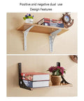 Built Like A Tank Wrought Iron Corner Shelf Bracket Wall Mount Rack Heavy Duty Triangular Support Decorative white finish with wooden shelf.