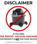 Disclaimer stating 15 Pack 10 To 14 Gallon Vacuum Filter Bags For Wet Dry Vacuum Type F 90662 not for Rigid vacuum machines.