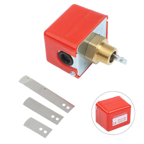 Heavy Duty Paddle Flow Switch Sensor For Water Quality Monitoring In Industrial Settings Built Tough With Rainproof ABS Housing And Precise Flow Detection To Keep Water Oil Flow Under Control, red ABS body with brass thread and paddle blades
