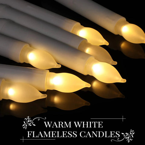 60 Pcs Flameless Led Taper Candles Battery Operated Flickering Warm Light For Weddings And Church Venues White Candles