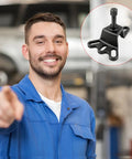 Mechanic pointing at Front Hub Installer Puller Tool for Cars and Trucks with flange style axle remover illustration