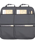Two-pack black Waterproof Leather Back Seat Protector With Three Storage Pockets Anti Kick Mat for kids and pets