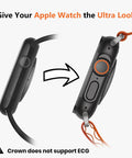 amBand 46mm Apple Watch rugged metal bumper with back cover, black with orange accents and lanyard